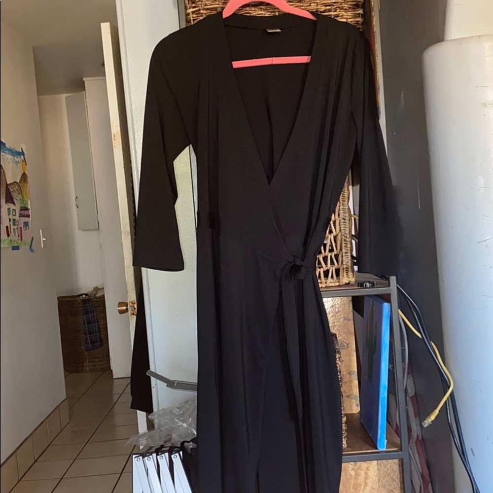 Petite Black Wrap dress